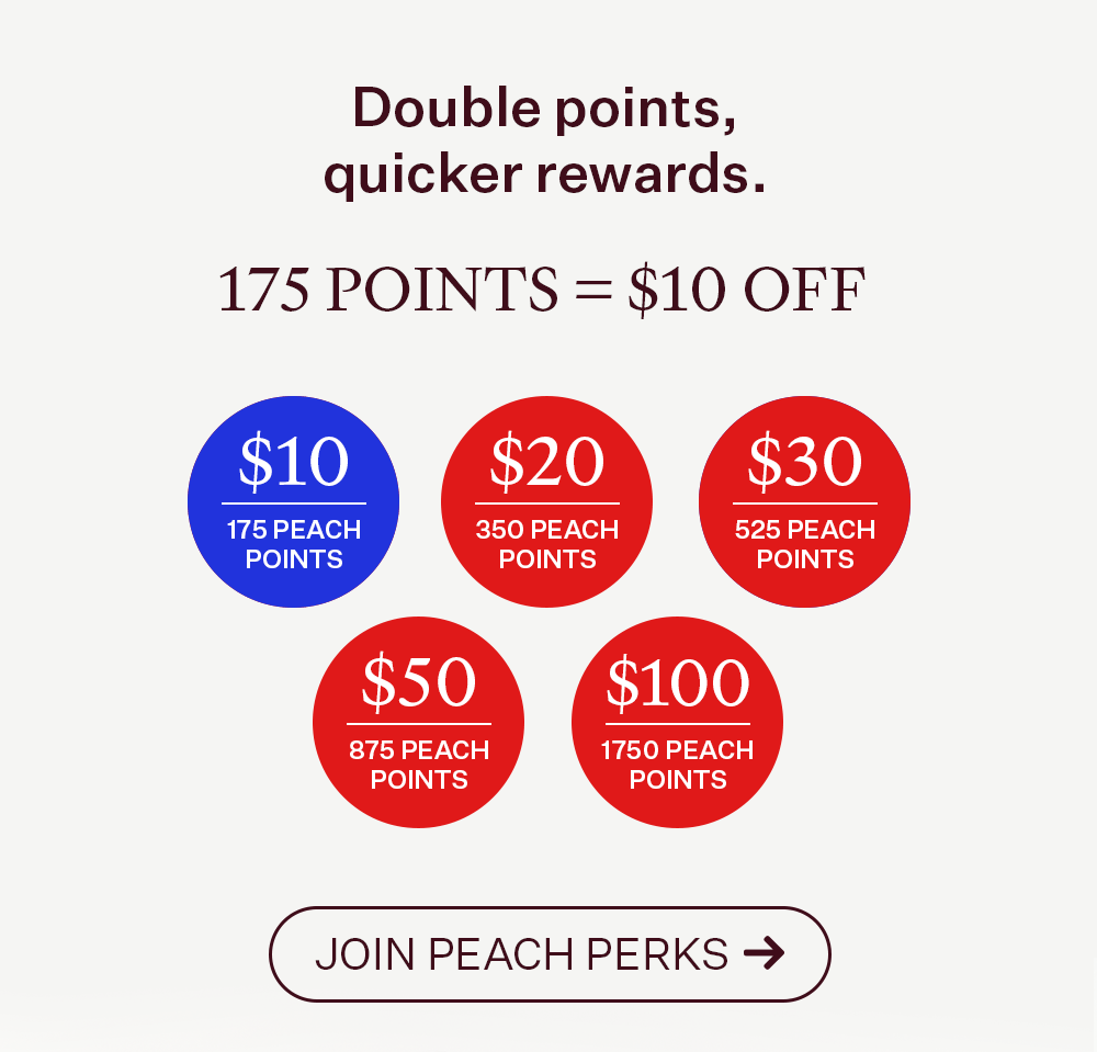 Peach and Lily STARTING NOW Double the points Double your rewards