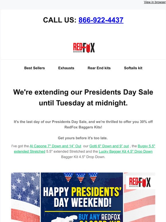We're extending our Presidents Day Sale!, and we're thrilled to offer you 30% off RedFox Baggers!