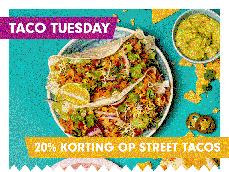 20% korting op onze onweerstaanbare Street Tacos!