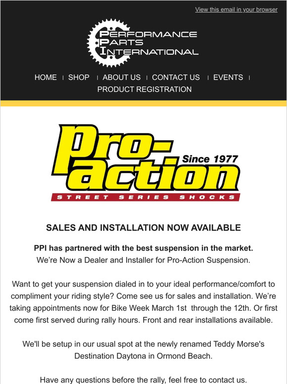 PPI NOW OFFERING PRO-ACTION SUSPENSION