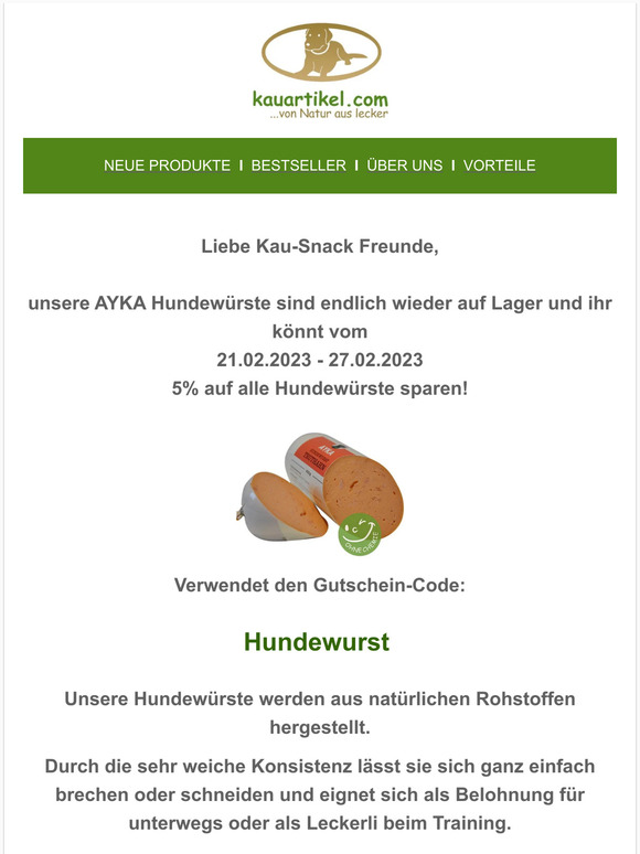 AYKA Hundewürste - endlich wieder auf Lager!