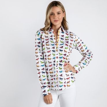 MULTI COLOURED GALLOPING HORSES SHIRT 
