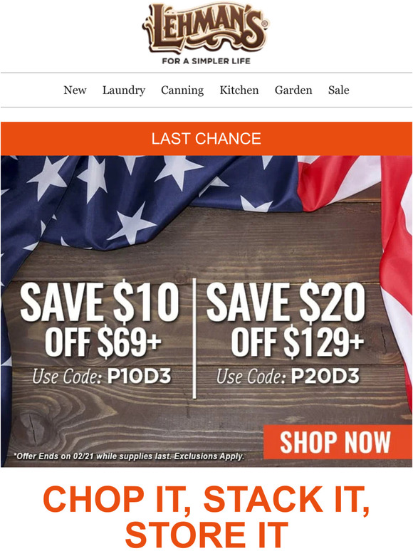 Lehman's LAST CHANCE to Save Up to 20 On Your Next Order 👀 Milled