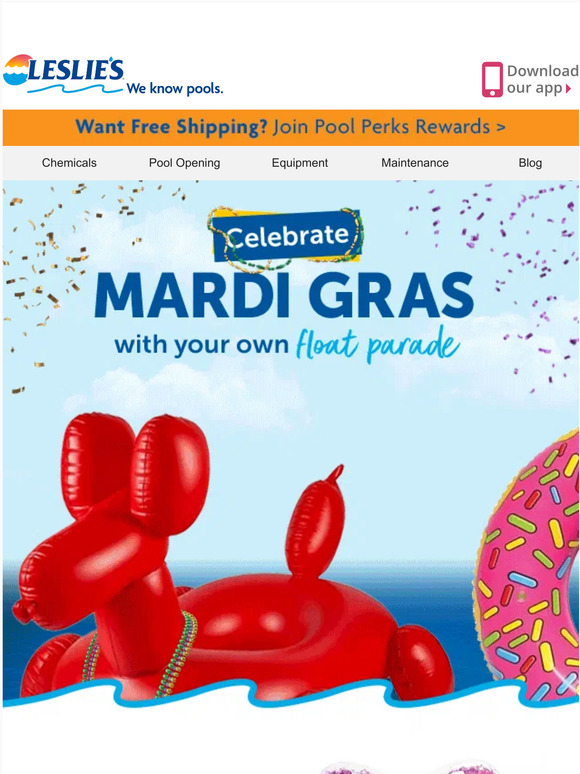 Leslie's Pool Supply 🎉 Celebrate Mardi Gras with Fun Pool Floats