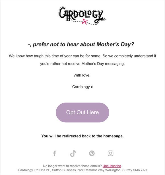 Prefer not to hear about Mother's Day?