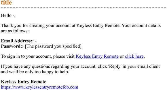 Thanks for Registering at Keyless Entry Remote