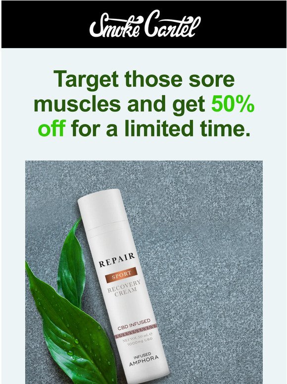 Exclusively for you: 50% off CBD Sport Recovery Cream 🏃
