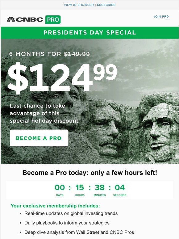 Last Chance to get your special offer for Presidents’ Day!