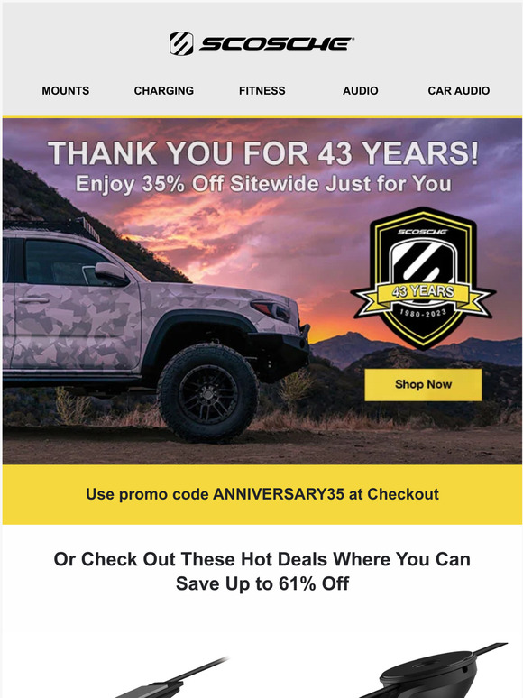💥 Early Access💥 + Exclusive Offer for the Scosche 43rd Anniversary Sale!
