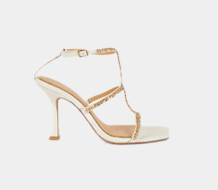 Leather Chain Detail Low Heel