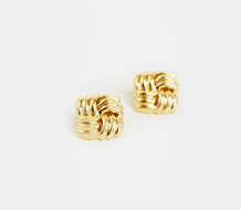 Gold Plated Quilted Stud Earrings
