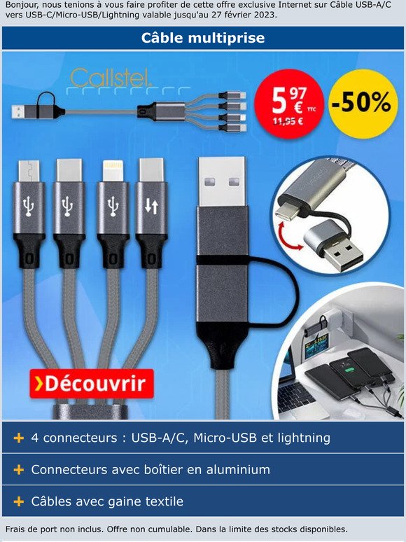 Rien ne résiste à ce câble USB multiprise