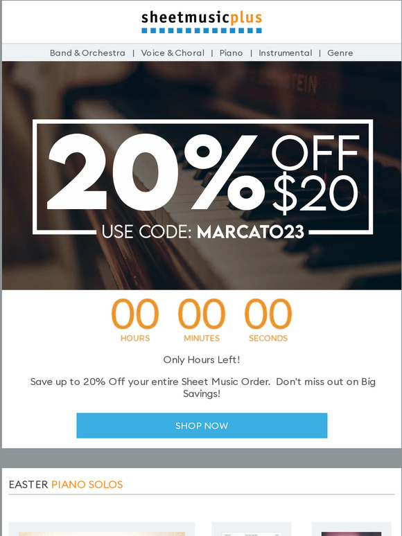 Save 20% Off Easter Piano and Instrumental Solos