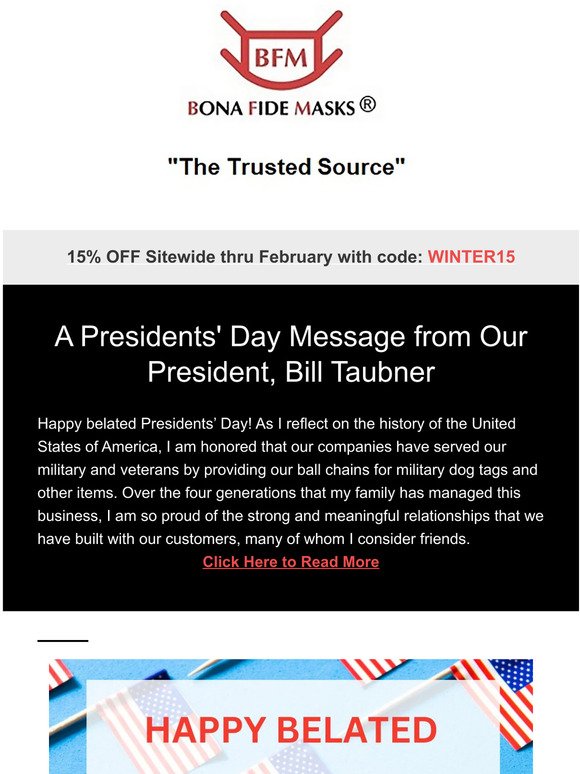 Happy Belated Presidents Day! Coupon Included
