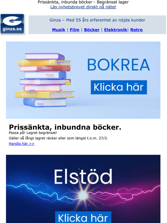 Bokrea | Elstöd | Filmnyheter från Ginza