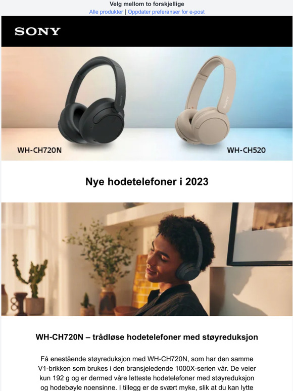 De NYE trådløse hodetelefonene WH-CH720N og WH-CH520 er nå lansert!