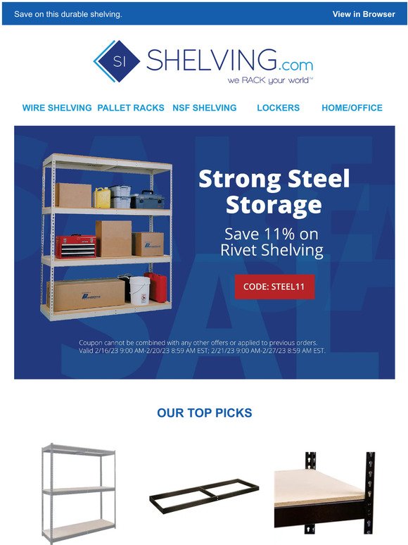 Easy-To-Assemble Rivet Shelving Now 11% Off