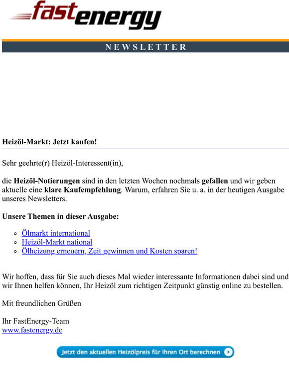 Heizöl-Markt: Jetzt kaufen!