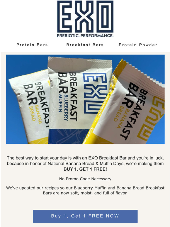 Buy 1, Get 1 FREE Breakfast Bars!