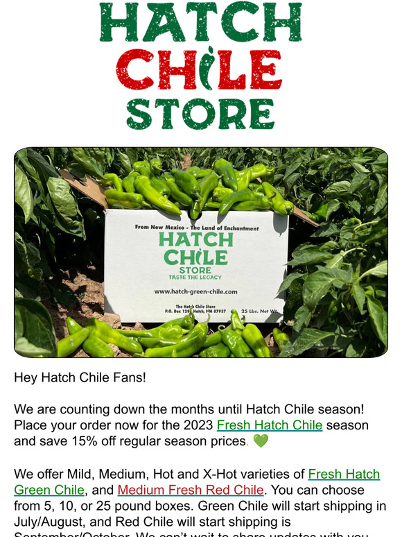 The Hatch Chile Company Preorder Your Fresh Hatch Green Chile and