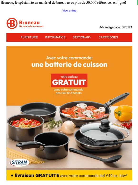 Socialisme Dominant vervoer JM Bruneau: Pour vous, 2 avantages: une batterie de cuisine 10 pièces  Sitram + livraison GRATUITE! | Milled
