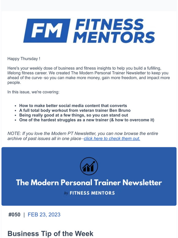 The Modern Personal Trainer Newsletter: Issue #050