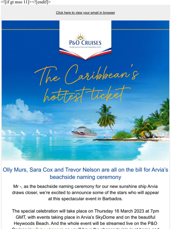 P&O Cruises Lineup announced! Find out who’s performing at Arvia’s