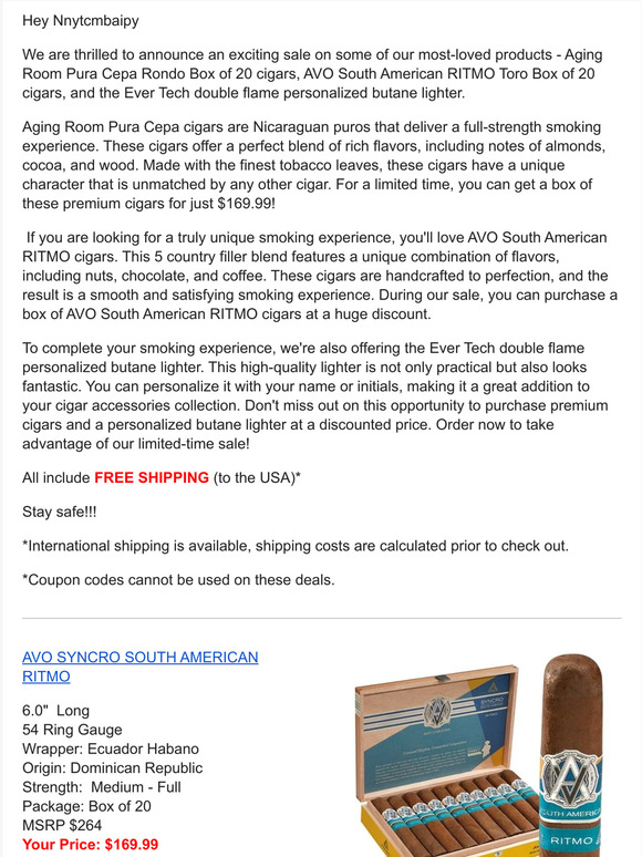 AVO Syncro South America Ritmo or Aging Room Pura Cepa Just $169.99 a Box!