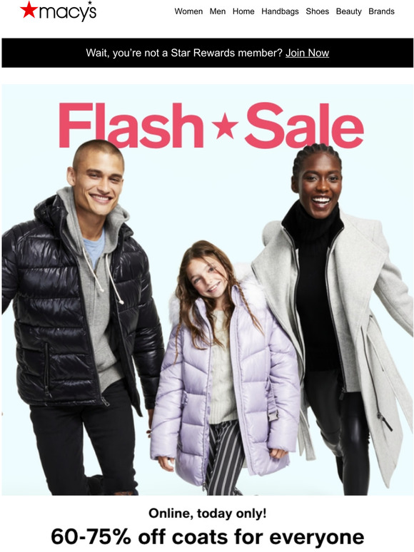 Macy's Flash Sale! Take 6075 off coats for the whole family ️ Milled