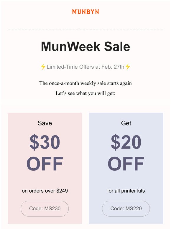 Feb. MunWeek Sale is ON | Save Up To $30💥