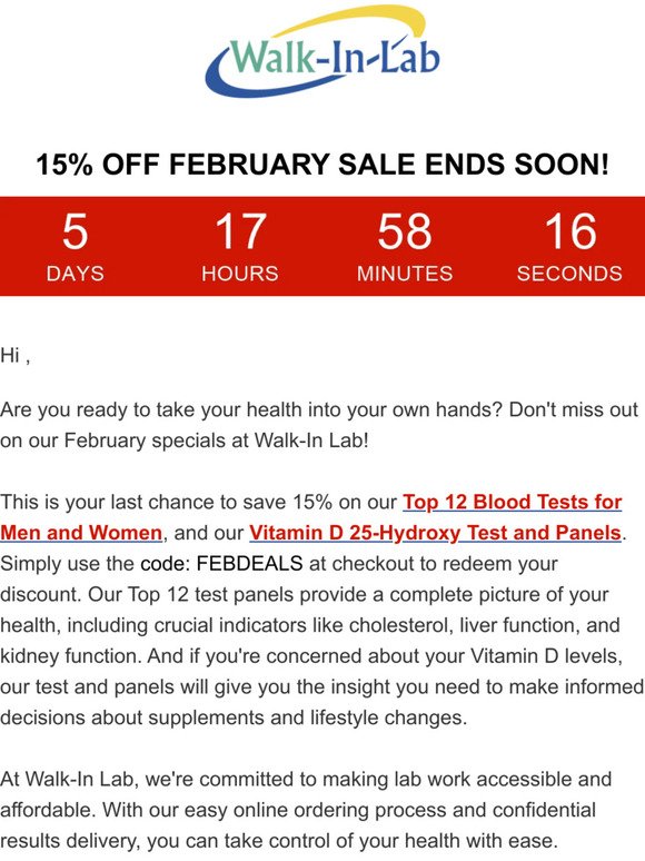 🩺 Your health snapshot is just a click away - and it's on sale!