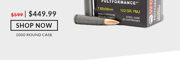 Wolf Ammunition - 7.62x39 - 122 Grain - FMJ - Wolf Performance - Steel Case - 1000 Rounds