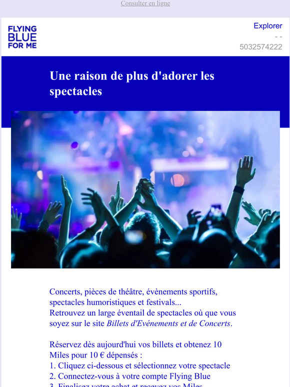 Gagnez des Miles sur vos prochains spectacles avec Ticketmaster