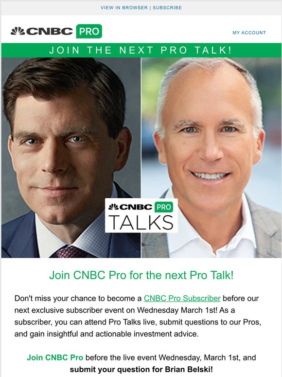 Join CNBC Pro for the next Pro Talk with Brian Belski