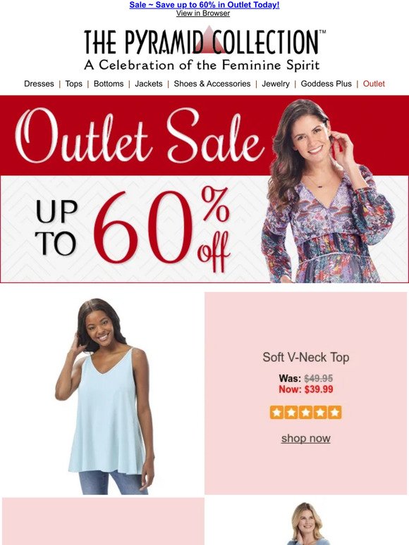 Dreamlike Markdowns ~ Save up to 60% in Outlet!