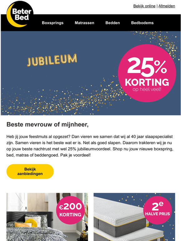 Beter Bed BE Shop n met 25 jubileumvoordeel Milled