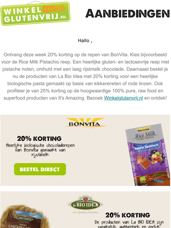 Biologische aanbiedingen bij Winkelglutenvrij.nl!