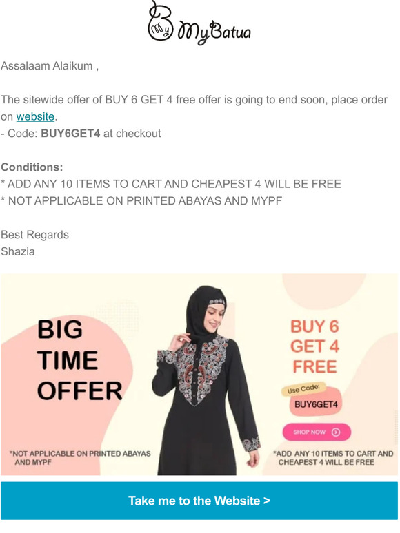 Offer Of Buy 6 Get 4 Free Ends in 24 hours