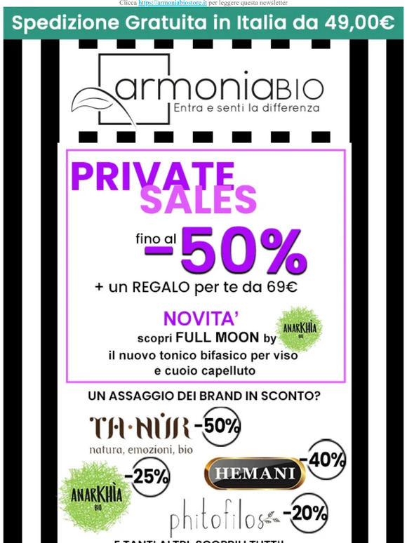PRIVATE SALES! -50% sui tuoi prodotti preferiti!