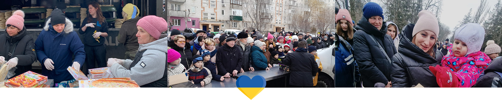 Collage of images showcasing GreaterGood helping in Ukraine