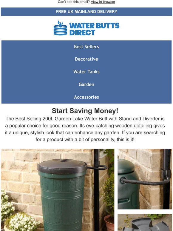 Add style and save money with a Garden Lake Water Butt!