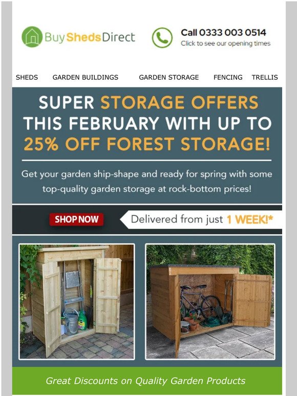 Super Storage Offers! Up to 25% off Forest Storage