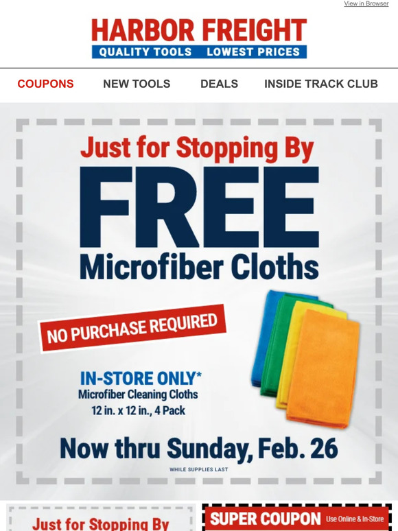 Harbor Freight FREE 4Pack Microfiber Cloths No Purchase Required