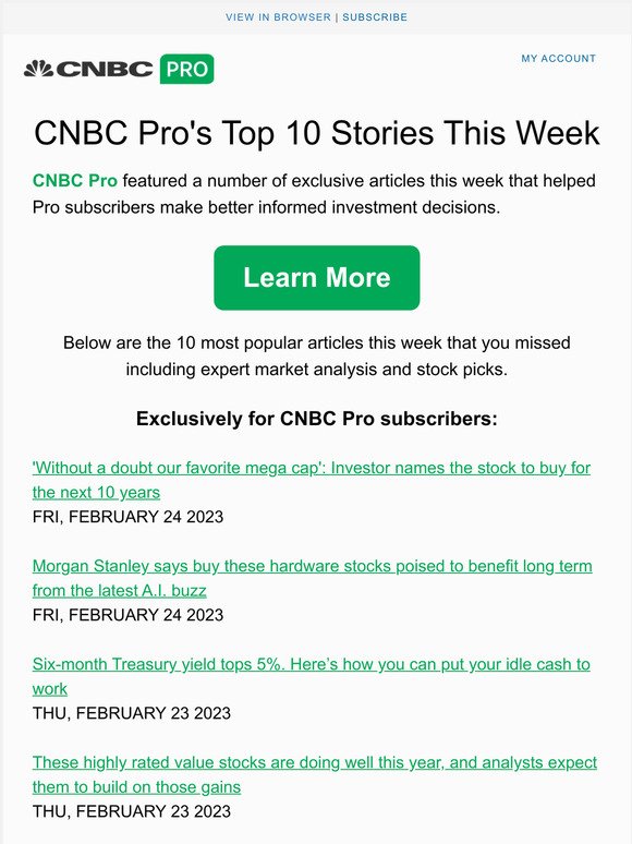 Check out this past week's top 10 stories on CNBC Pro