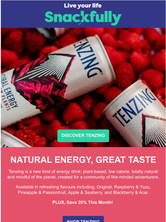 Snackfully Introducing Natural Energy Drink Tenzing Milled
