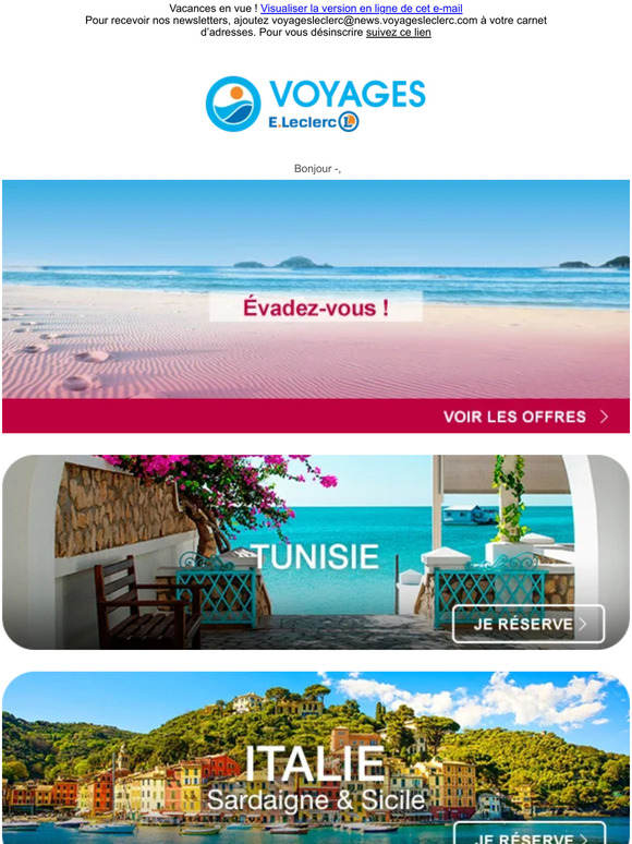 recevoir catalogue leclerc voyage