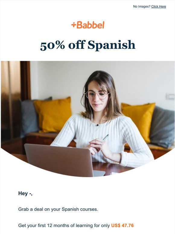 Ends tonight: 1 year of Spanish for only  US$ 41.70.