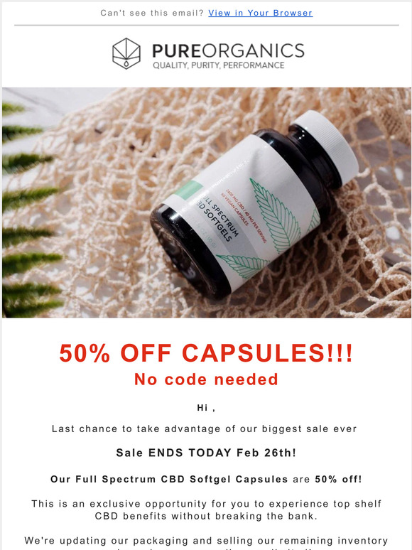 Last chance for 50% Off CBD Capsules!!