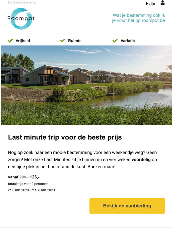 Vanaf 126,- een heerlijk weekendje weg!