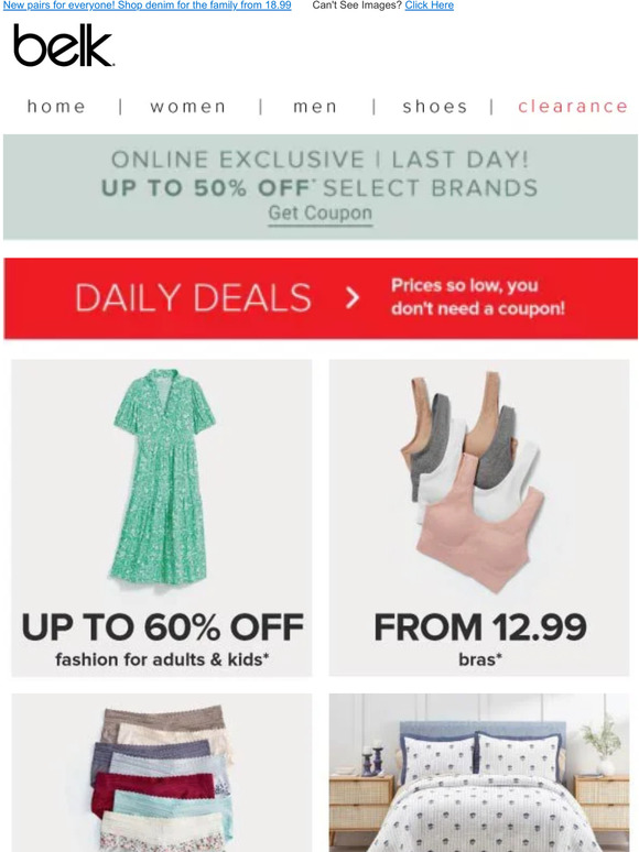 Belk Daily Deals as low as 12.99 end tonight! Shop before they're gone